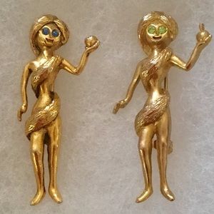 Eve in your Blazer Two Eves Garden of Eden Twins Brooches